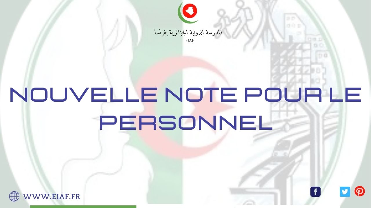 NOTE POUR LE PERSONNEL